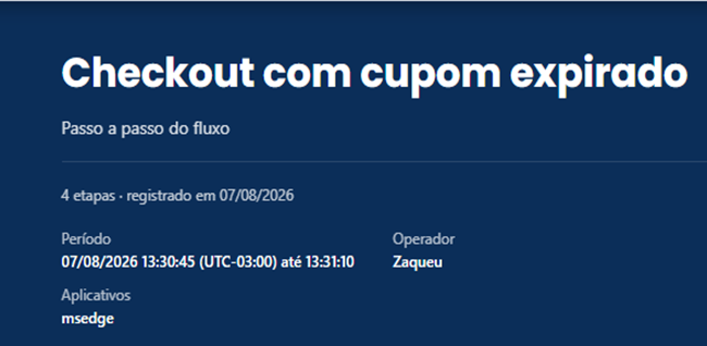 Topo do relatório publicado, com quatro etapas e a procedência escrita